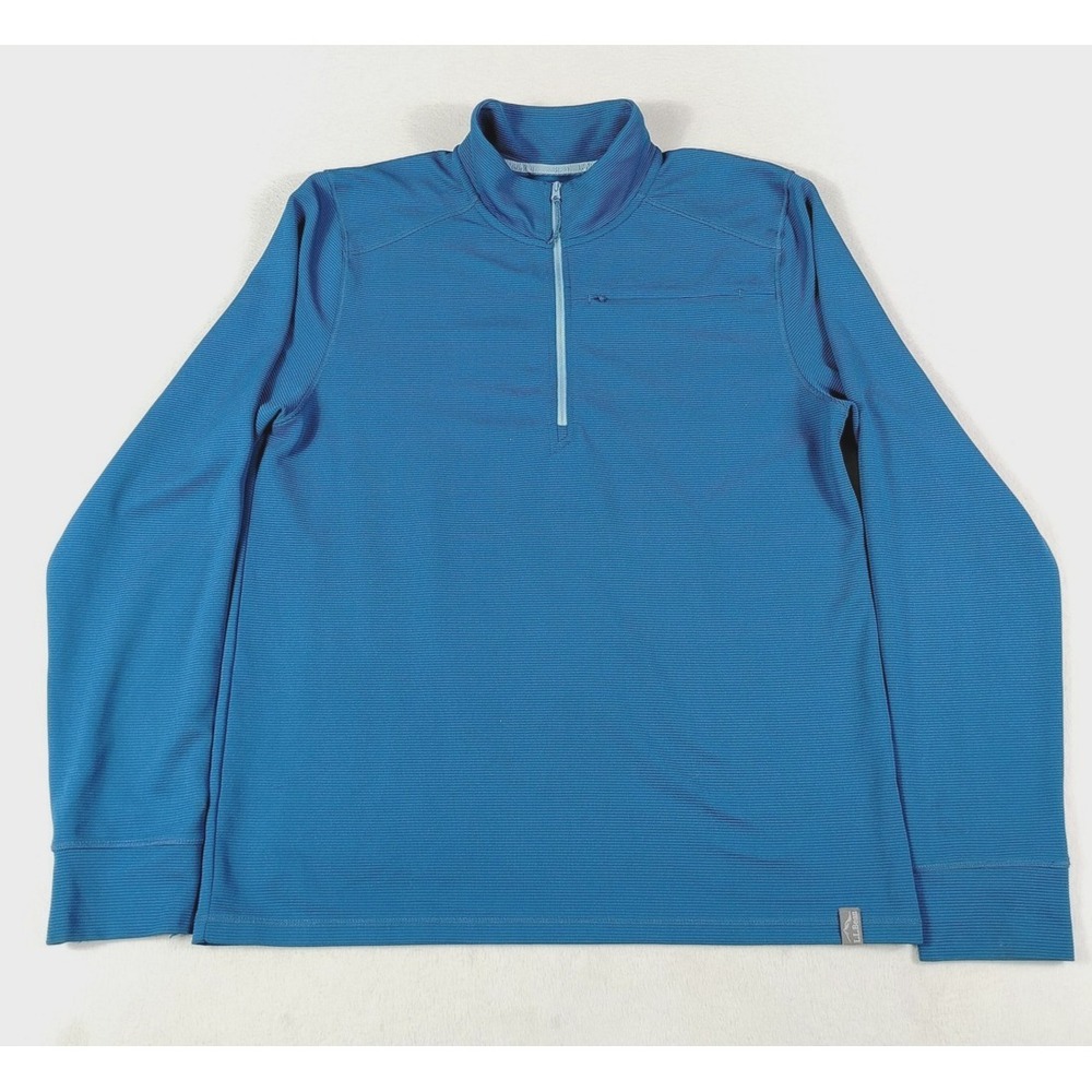 L.L.Bean Pullover Mens Medium Blue Quarter Zip VentureStretch Fitted Knit Hiking